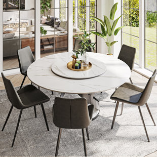 Round dining table for on sale 6 with leaf